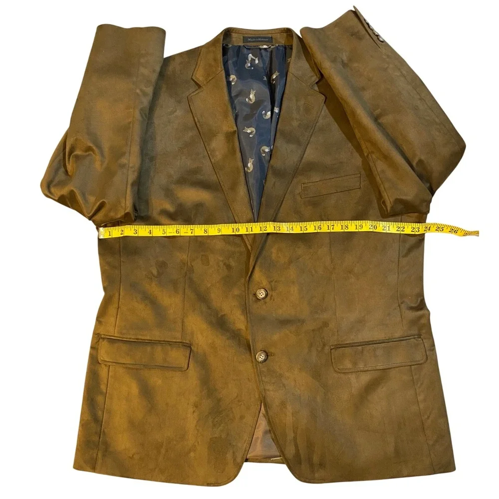 Lauren Ralph Lauren Mens Brown‎ Faux Suede Blazer Sport Coat Fox Lining 44R